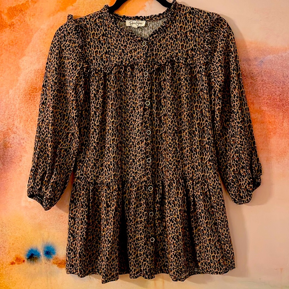 Jessica Simpson Dress Leopard Size L/12 EUC